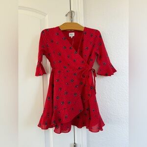 NWT Pepe Jeans Red Floral Wrap Dress size 4